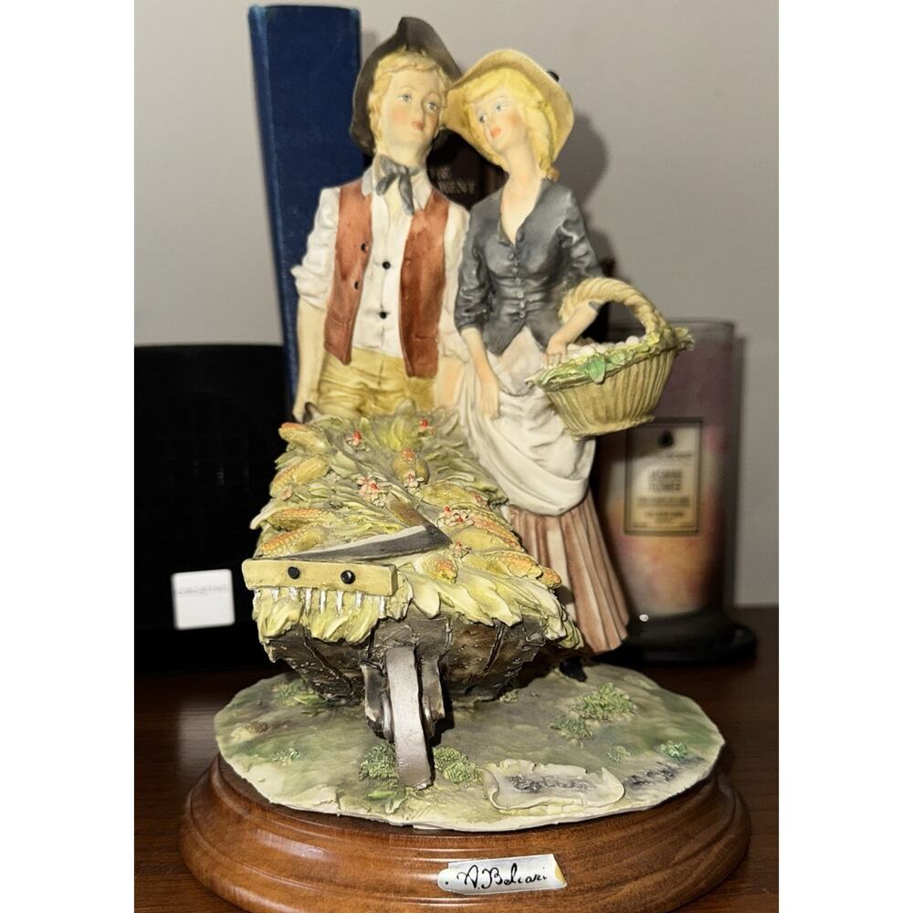 Auro Belcari Figurine Dear Armart Sculpture Corn Harvest Couple Italy Artistiche